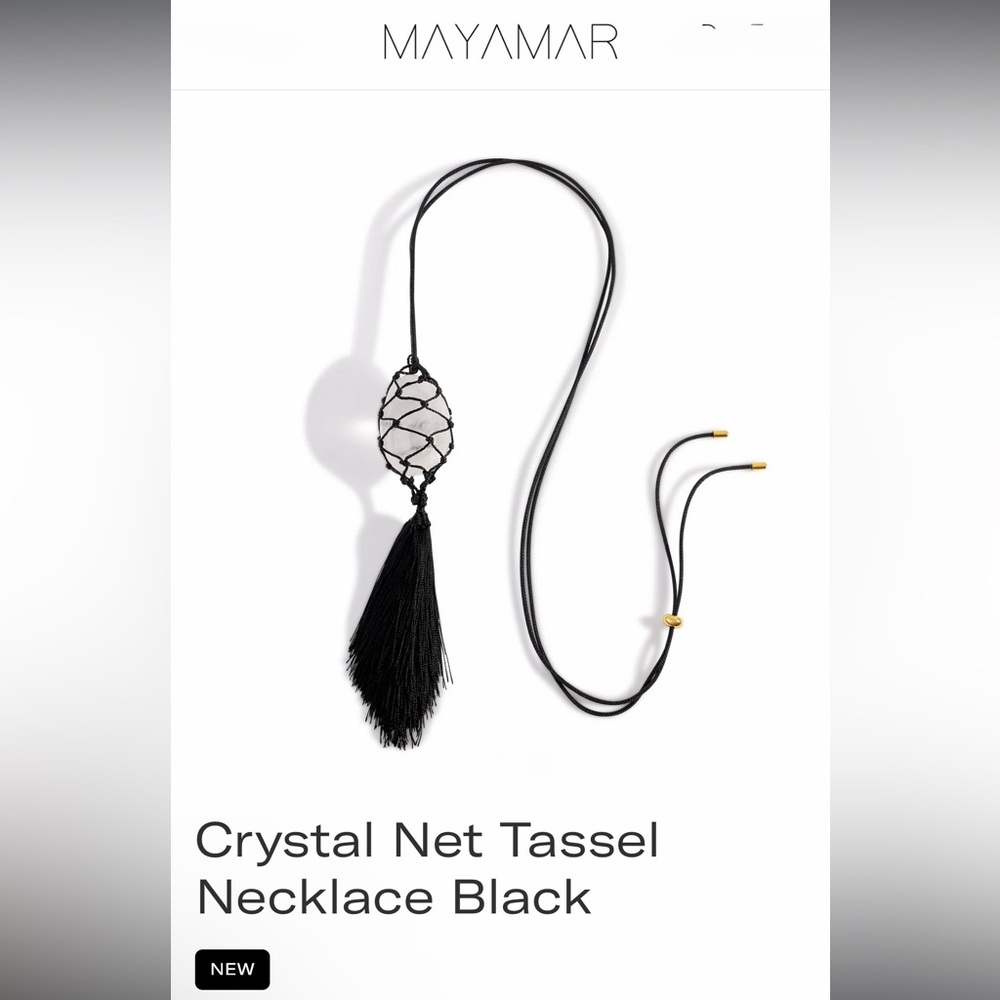 MAYAMAR Black Crystal Net Tassel Necklace